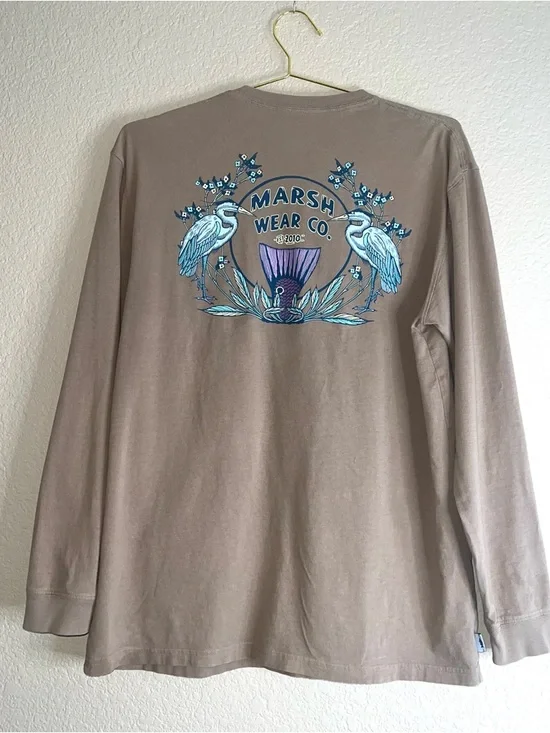 Marsh Wear Lookout Long Sleeve Pocket Tee In Tobacco Sz L - Picture 8 of 12
